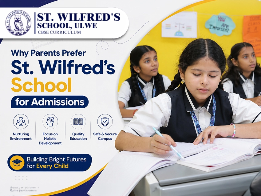 Students studying in a classroom at St. Wilfred’s School, Ulwe, highlighting quality CBSE education, holistic development, and a safe learning environment.